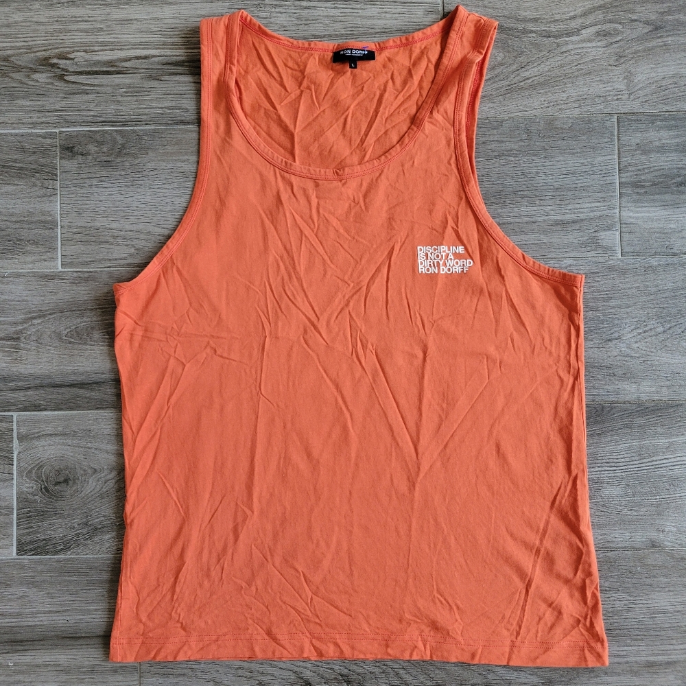 Ron Dorff Men's Organic Cotton Sleeveless Shirt Size Large Orange Tank Top